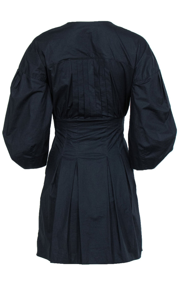 Current Boutique-Ba&sh - Black Surplice Puff Sleeve Cotton Dress Sz 0