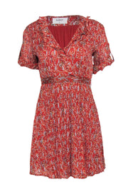 Current Boutique-Ba&sh - Rust Paisley & Metallic Print Short Sleeve Dress Sz 0