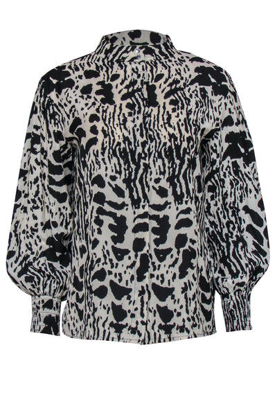 Current Boutique-Ba&sh - Beige & Black Leopard Print Button-Up Blouse Sz XS