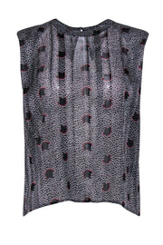 Current Boutique-Ba&sh - Black & Red Patterned Silky Metallic Top Sz XS
