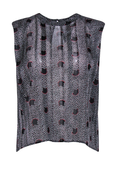Current Boutique-Ba&sh - Black & Red Patterned Silky Metallic Top Sz XS