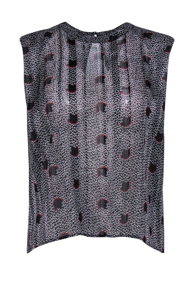 Current Boutique-Ba&sh - Black & Red Patterned Silky Metallic Top Sz XS
