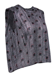 Current Boutique-Ba&sh - Black & Red Patterned Silky Metallic Top Sz XS