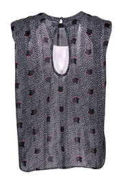 Current Boutique-Ba&sh - Black & Red Patterned Silky Metallic Top Sz XS