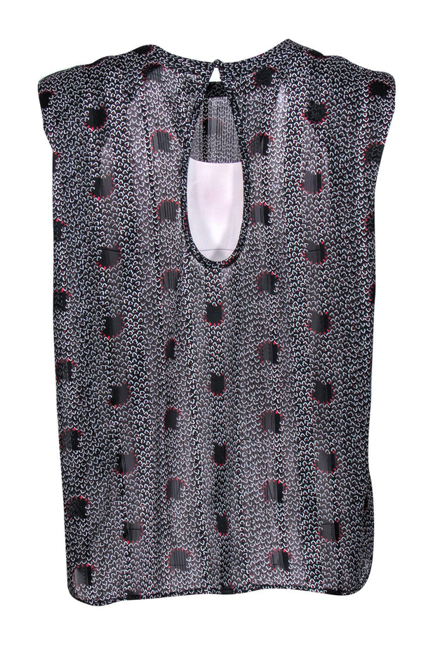 Current Boutique-Ba&sh - Black & Red Patterned Silky Metallic Top Sz XS