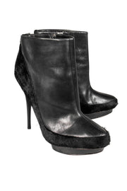 Current Boutique-Badgley Mischka - Black Leather & Ponyhair Booties Sz 9