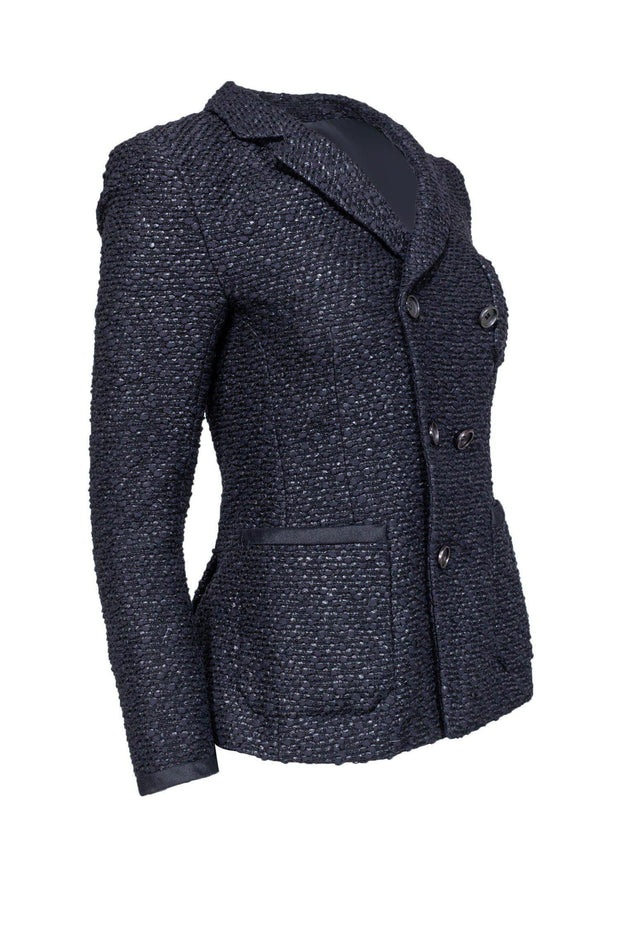 Current Boutique-Balenciaga - Black Tweed Double Breasted Blazer Sz 6