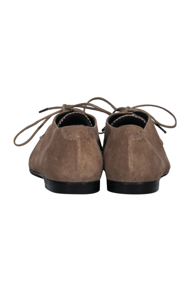 Current Boutique-Balenciaga - Tan Suede Lace-Up Oxford Loafers Sz 9.5