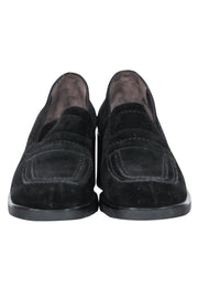 Current Boutique-Bally - Black Suede Loafer-Style Block Heel Pumps Sz 8.5