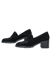 Current Boutique-Bally - Black Suede Loafer-Style Block Heel Pumps Sz 8.5