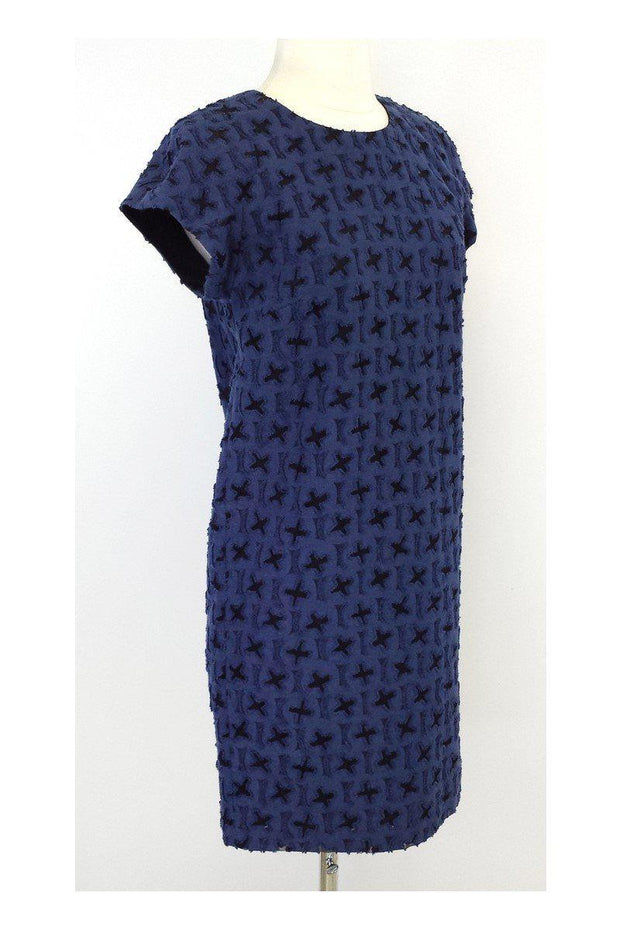 Current Boutique-Bally - Blue & Black Textured Cotton Blend Dress Sz 4