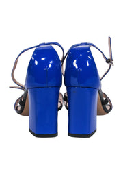 Current Boutique-Bally - Patent Blue & Black Thunderbolt Strappy Sandals Sz 10.5