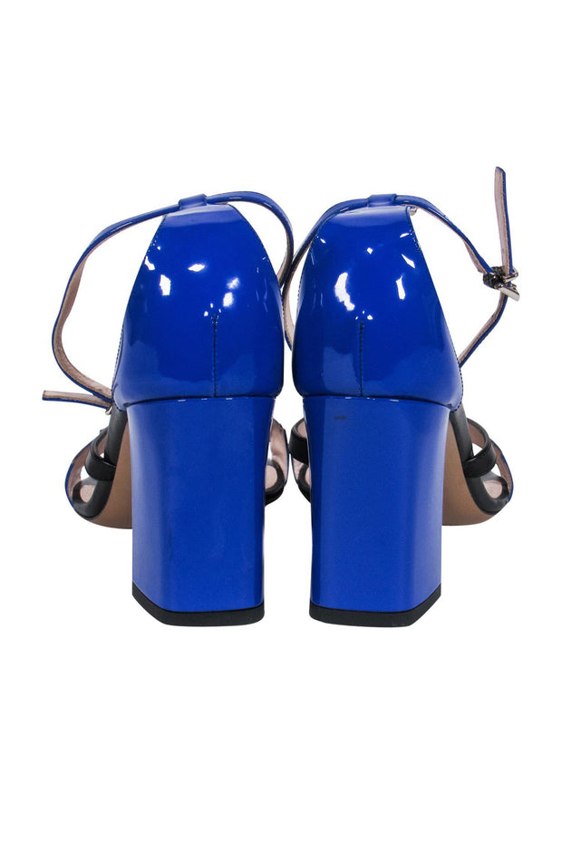 Current Boutique-Bally - Patent Blue & Black Thunderbolt Strappy Sandals Sz 10.5