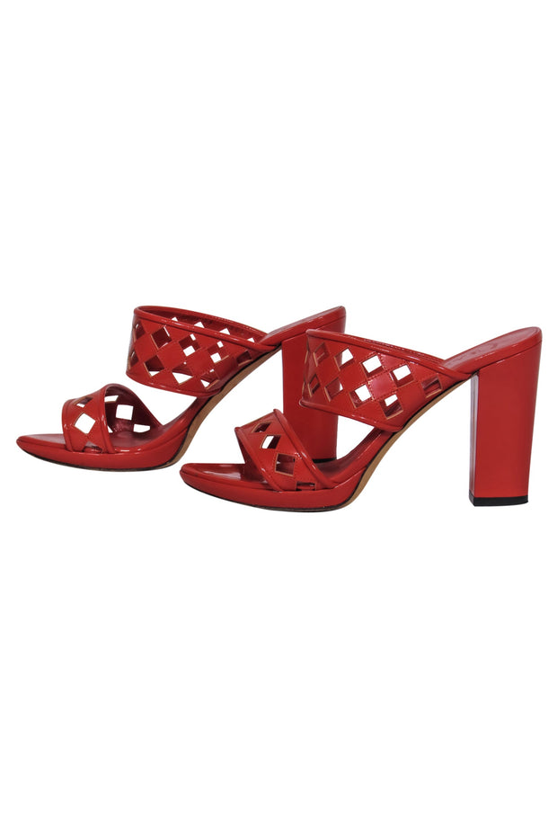 Current Boutique-Bally - Deep Orange Patent Leather Cutout Sandals Sz 7.5