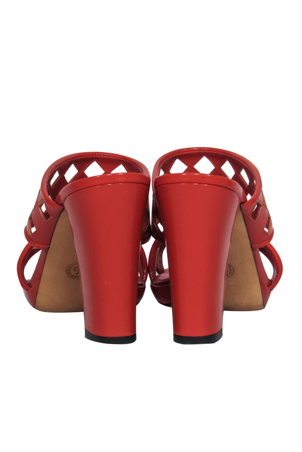 Current Boutique-Bally - Deep Orange Patent Leather Cutout Sandals Sz 7.5