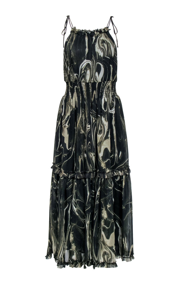 Current Boutique-Banana Republic - Olive Green Maxi Dress w/ Beige Marble Print Sz XS
