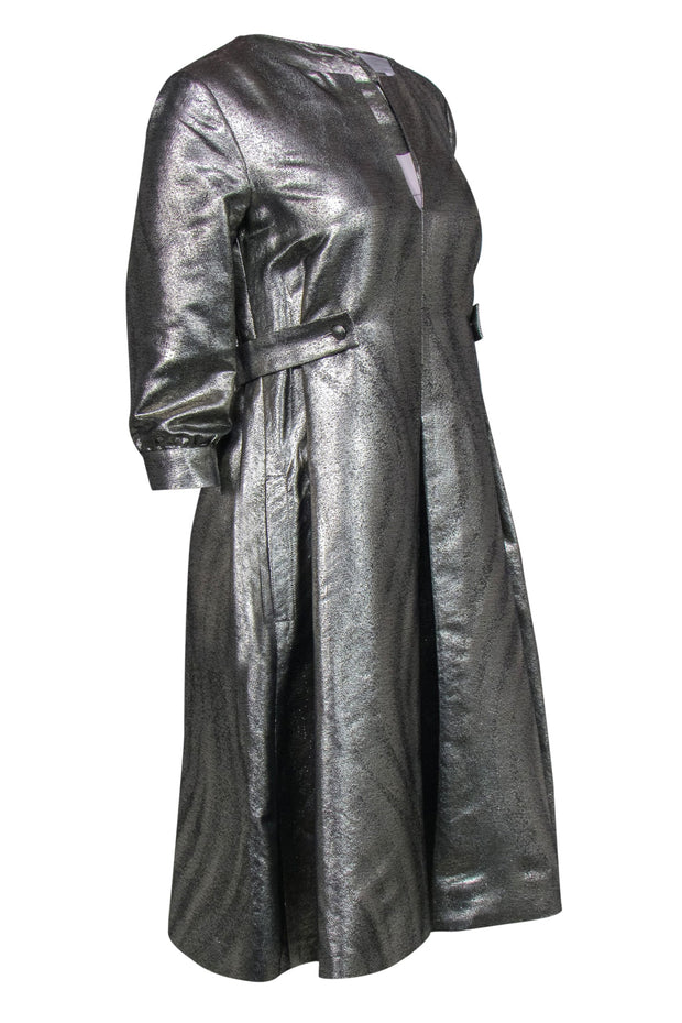 Current Boutique-Barney’s New York - Gold Metallic A-Line Dress w/ Belt Detail Sz 6