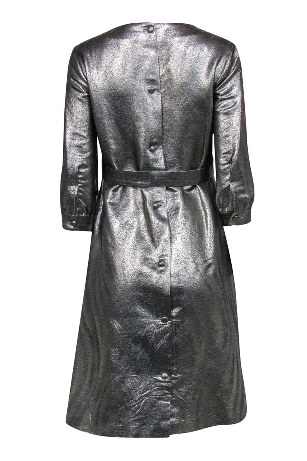 Current Boutique-Barney’s New York - Gold Metallic A-Line Dress w/ Belt Detail Sz 6