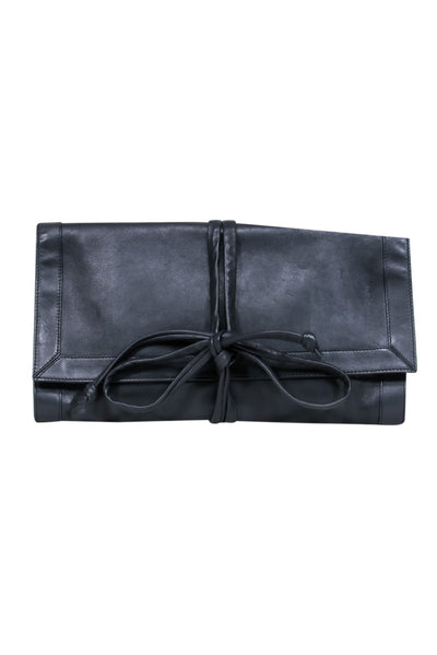 Current Boutique-Barneys New York - Black Foldover Clutch w/ Tie Straps