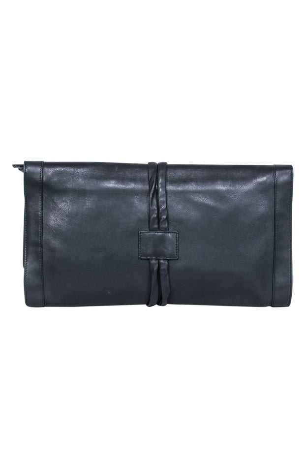 Current Boutique-Barneys New York - Black Foldover Clutch w/ Tie Straps