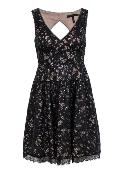 Current Boutique-BCBG Max Azria - Black Lace & Sequin Open Back “Katarina” Dress Sz 0