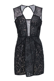 Current Boutique-BCBG Max Azria - Black Sheer Lace Mini Dress w/ Nude Lining Sz 12