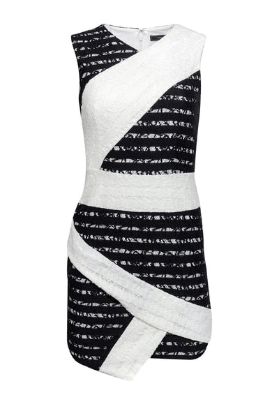 Current Boutique-BCBG Max Azria - Black & White Lace Sheath Dress Sz 2