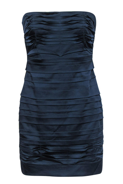 Current Boutique-BCBG Max Azria - Teal Strapless Ruched Satin Bodycon Dress Sz 6