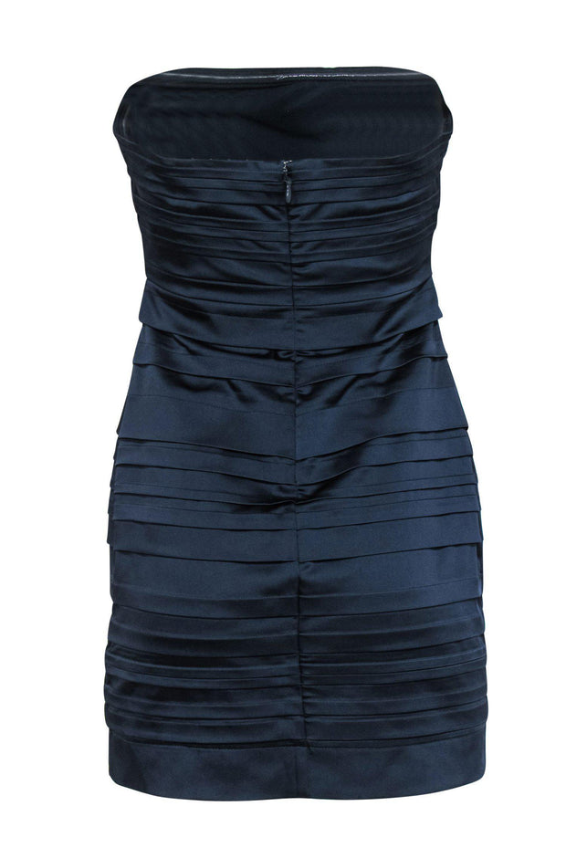 Current Boutique-BCBG Max Azria - Teal Strapless Ruched Satin Bodycon Dress Sz 6
