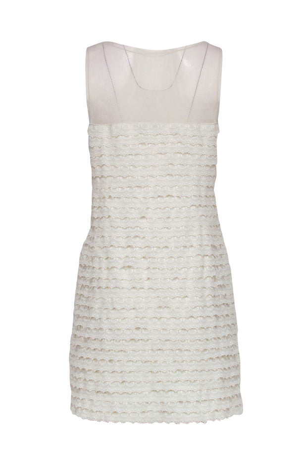 Current Boutique-BCBG Max Azria - Ivory Ruffled Lace Sleeveless Shift Dress Sz 8