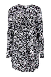Current Boutique-BCBG Max Azria - Black & Grey Leopard Print Dolman Sleeve Shift Dress Sz S