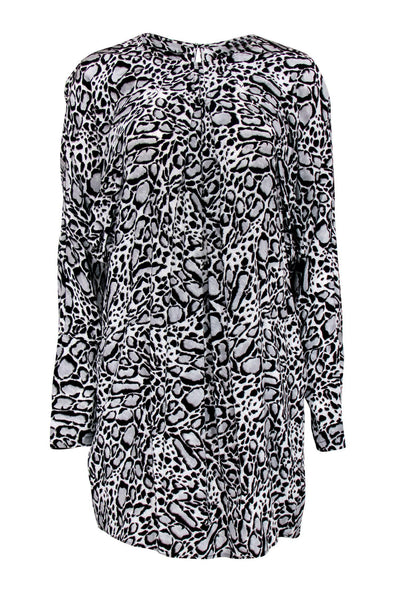 Current Boutique-BCBG Max Azria - Black & Grey Leopard Print Dolman Sleeve Shift Dress Sz S
