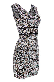 Current Boutique-BCBG Max Azria - White, Black & Brown Leopard Print Sleeveless Bodycon Dress Sz S