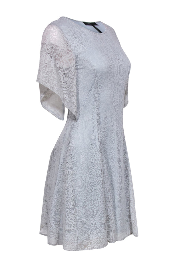Current Boutique-BCBG Max Azria - Icy Blue Lace Flounce Sleeve A-Line Dress Sz XS