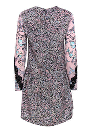 Current Boutique-BCBG Max Azria - Pink, Blue & Black Floral Print Drop Waist "Bryanne" Dress Sz XS