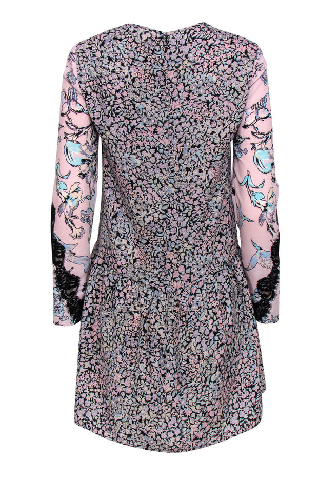 Current Boutique-BCBG Max Azria - Pink, Blue & Black Floral Print Drop Waist "Bryanne" Dress Sz XS