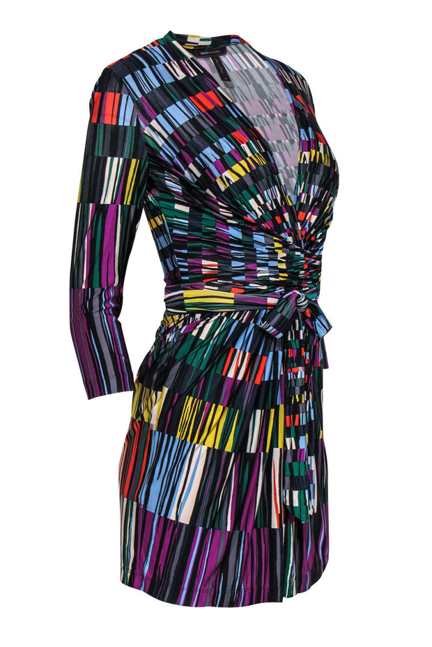 Current Boutique-BCBG Max Azria - Multicolored Striped Surplice Wrap Dress Sz XS