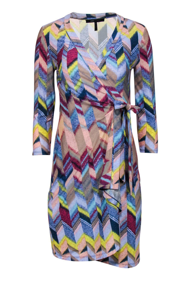 Current Boutique-BCBG Max Azria - Multicolored Chevron Print Wrap Dress Sz XS