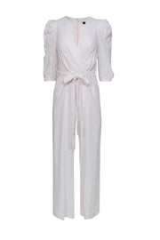 Current Boutique-BCBG Max Azria - Pale Pink Puff Sleeve Wide Leg Jumpsuit Sz XXS