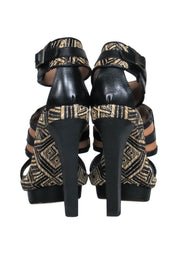 Current Boutique-BCBG Max Azria - Black & Beige Studded Woven Heels Sz. 5.5