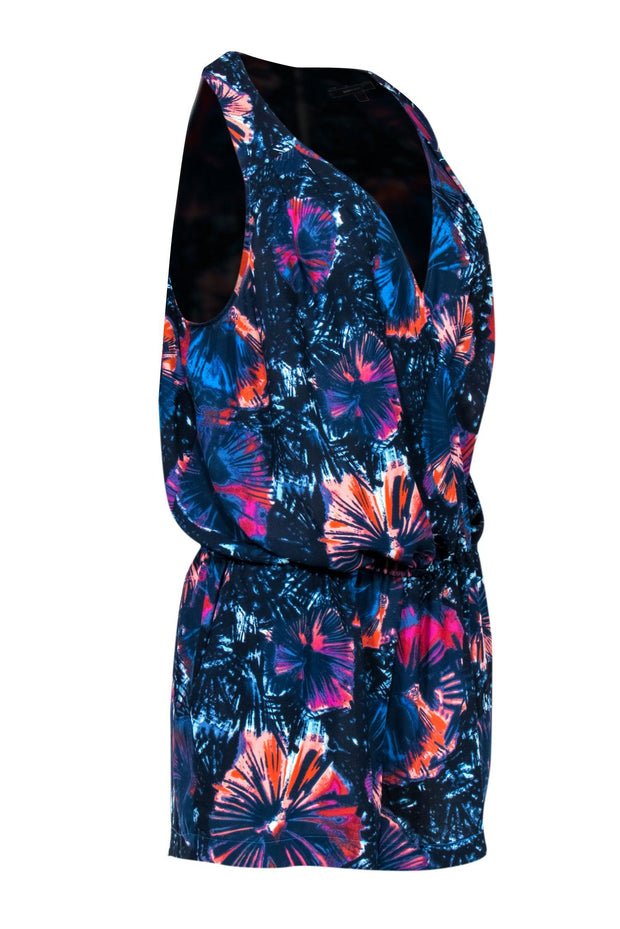 Current Boutique-BCBG Max Azria - Navy Abstract Floral Sleeveless Romper Sz M