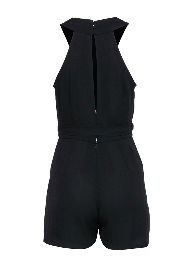 Current Boutique-BCBG Max Azria - Black Crisscross Peek-a-Boo Mini Romper w/ Tie Belt Sz XS