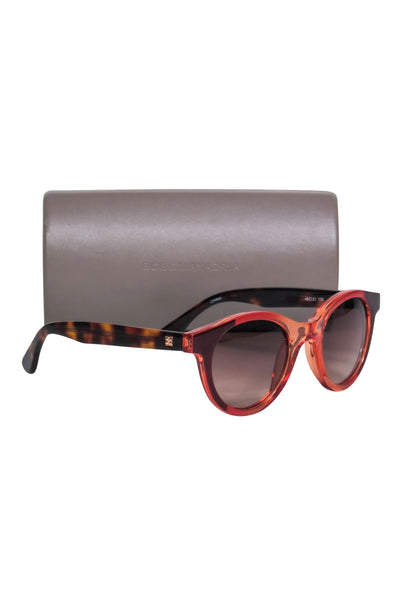 Current Boutique-BCBG Max Azria - Red Orange Color-Block Small Round Sunglasses