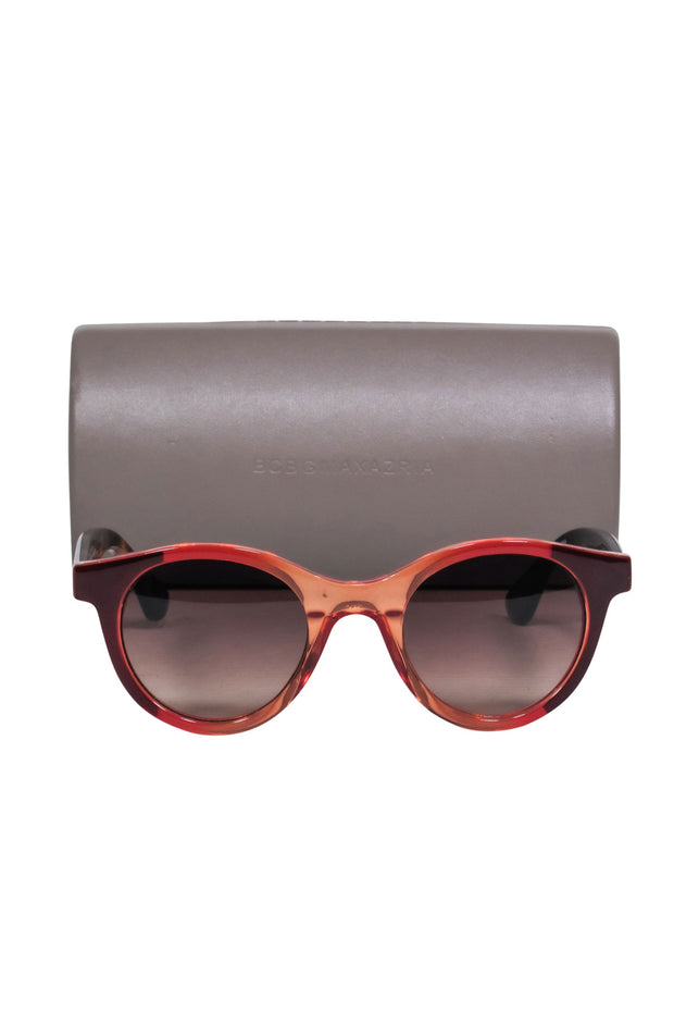 Current Boutique-BCBG Max Azria - Red Orange Color-Block Small Round Sunglasses