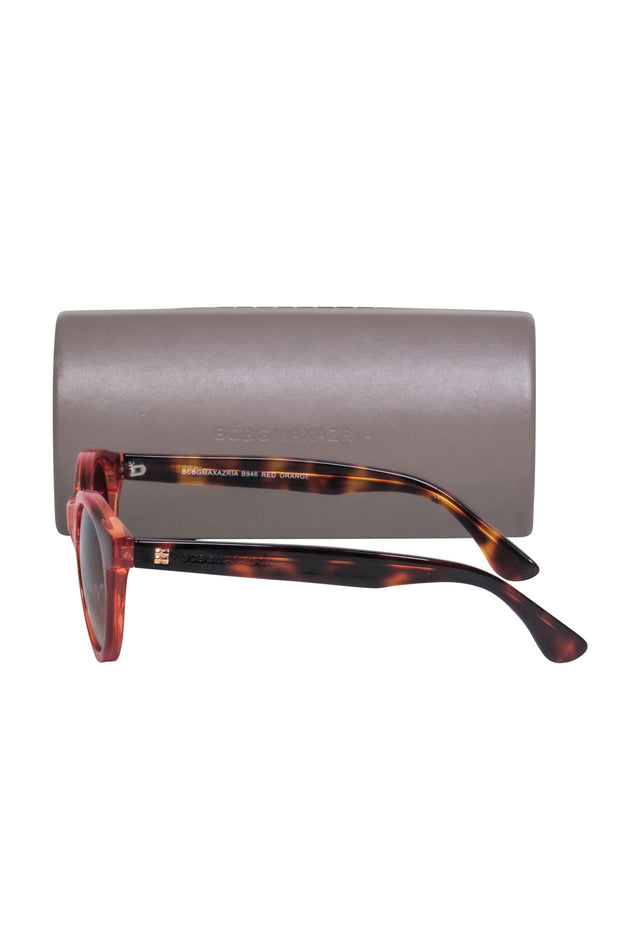 Current Boutique-BCBG Max Azria - Red Orange Color-Block Small Round Sunglasses