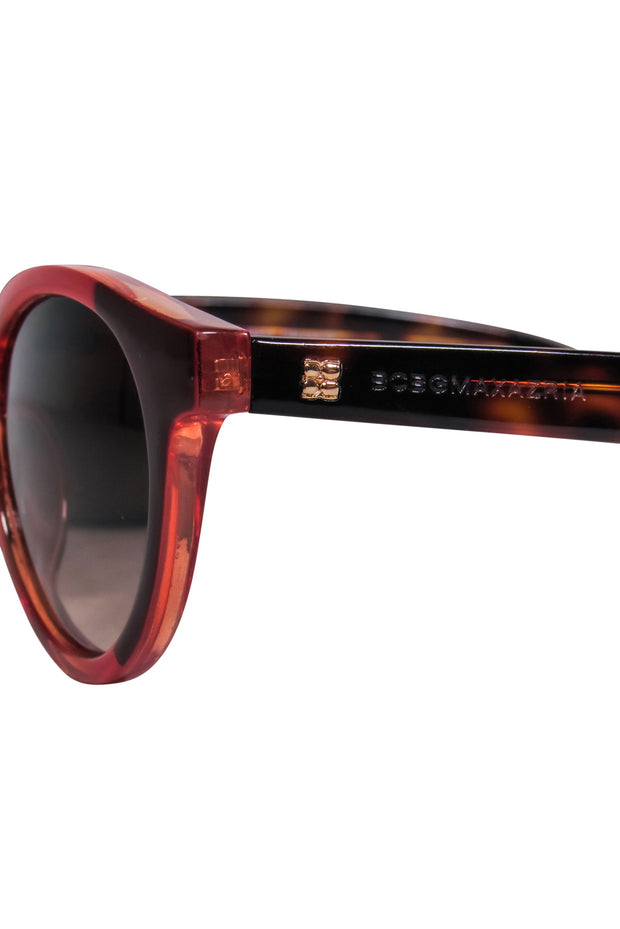 Current Boutique-BCBG Max Azria - Red Orange Color-Block Small Round Sunglasses