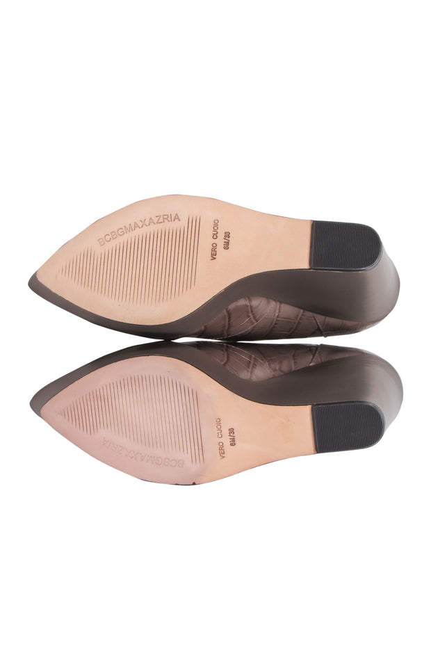 Current Boutique-BCBG Max Azria - Taupe Reptile Print Wedges w/ Ankle Strap Sz 6