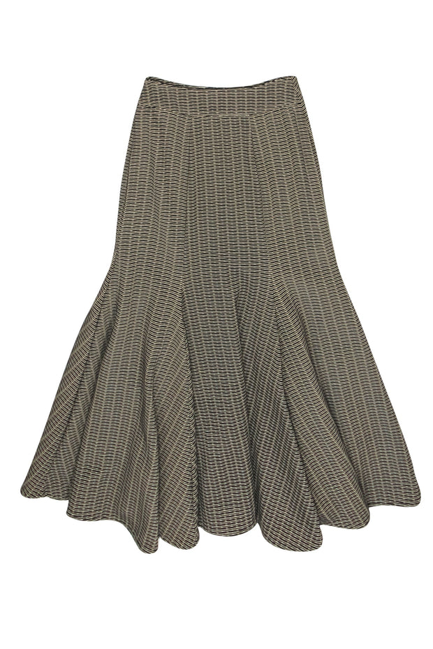 Current Boutique-Beaufille - Olive, Beige & Black Woven Trumpet Maxi Skirt Sz 2