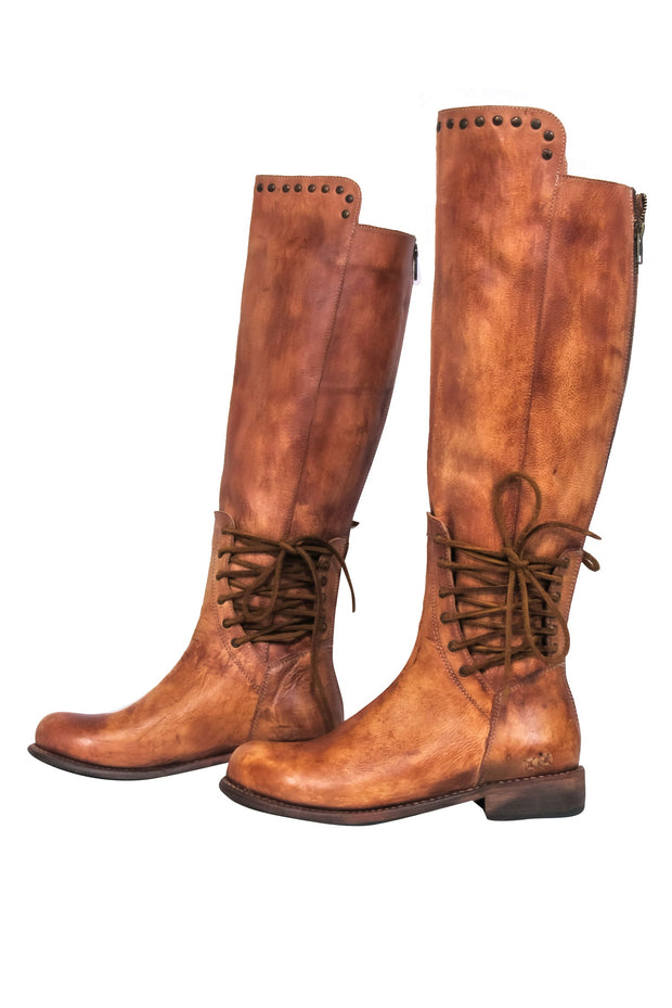 Current Boutique-Bed Stu - Cognac Tall Leather Lace-Up Boots Sz 8.5
