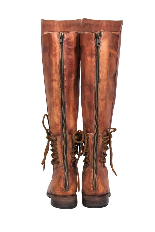 Current Boutique-Bed Stu - Cognac Tall Leather Lace-Up Boots Sz 8.5